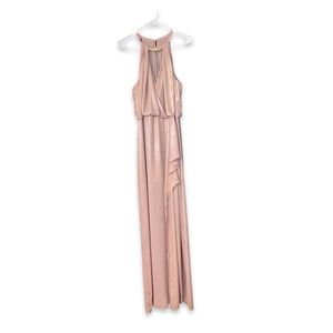 XSCAPE (Damaged) Pink Zippered Keyhole Halter Maxi Formal Shift Dress 6